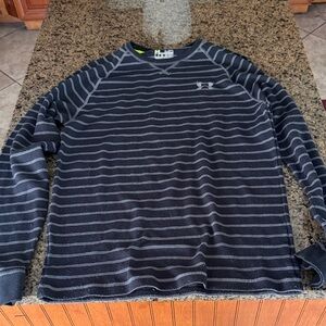 Under Armour Black and Gray Striped Pullover Thermal